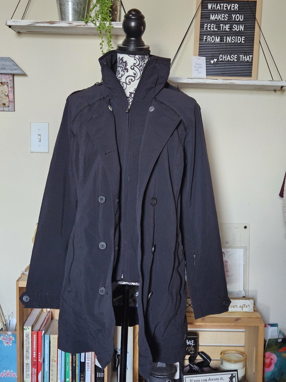 Columbia Omni-Heat Insulated Trench Coat Winter Jacket Women's Navy Blue M